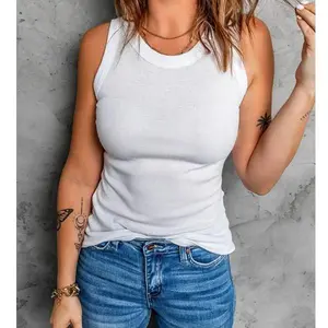 Womens Ribbed Thick Strap Low Cut Tight Slim Fitted Sporty Workout Tank Tops Casual Denim