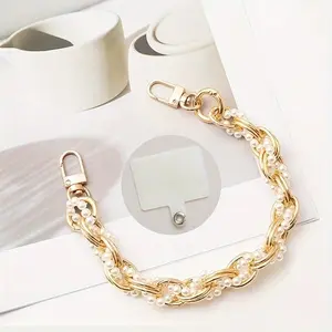 Faux Pearl Decorated Phone Chain, Creative Bead String for Mobile Phone Chain, Double Buckle Rope, Mobile Phone Hanging Rope, Phone Strap for Women & Girls, Phone Charms, Phone Accessory