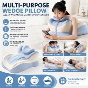Wedge pillow Multi-Purpose Memory Foam Wedge Pillow for Back Neck and Leg Support with Soft Removable Cover Perfect for Face Down Reading Relaxation Supportive tiktokshopspringglowup