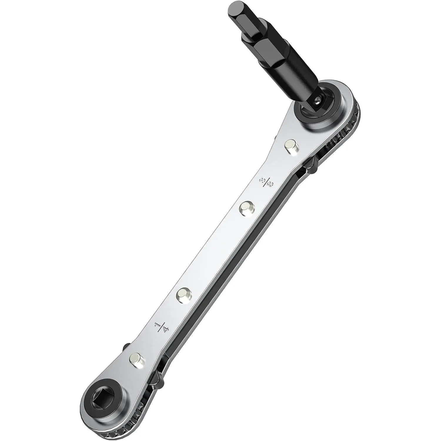 HVAC Service Wrench, Refrigeration Ratcheting Wrench 3/8" 1/4" 5/16'' 3/16'' AC Wratchet Tool with Hex Bit Adapter UIInosoo for Air Conditioning, Refrigeration Equipment, Gas Furnace