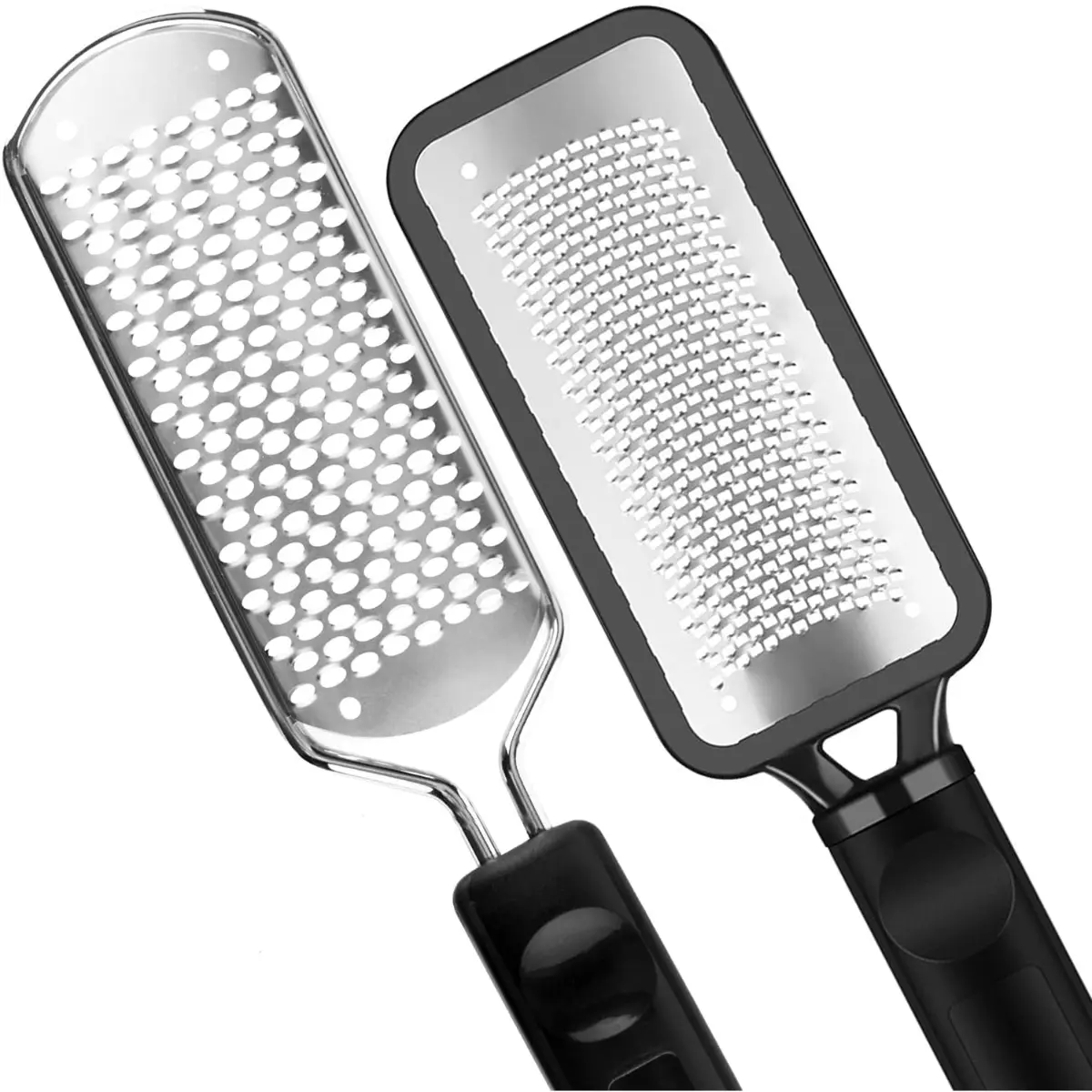 2Pcs Colossal Professional Foot File and Callus Remover, High Grade Stainless Steel Foot Rasp for Wet and Dry Feet, Washable Pedicure Tool for Smooth Heels