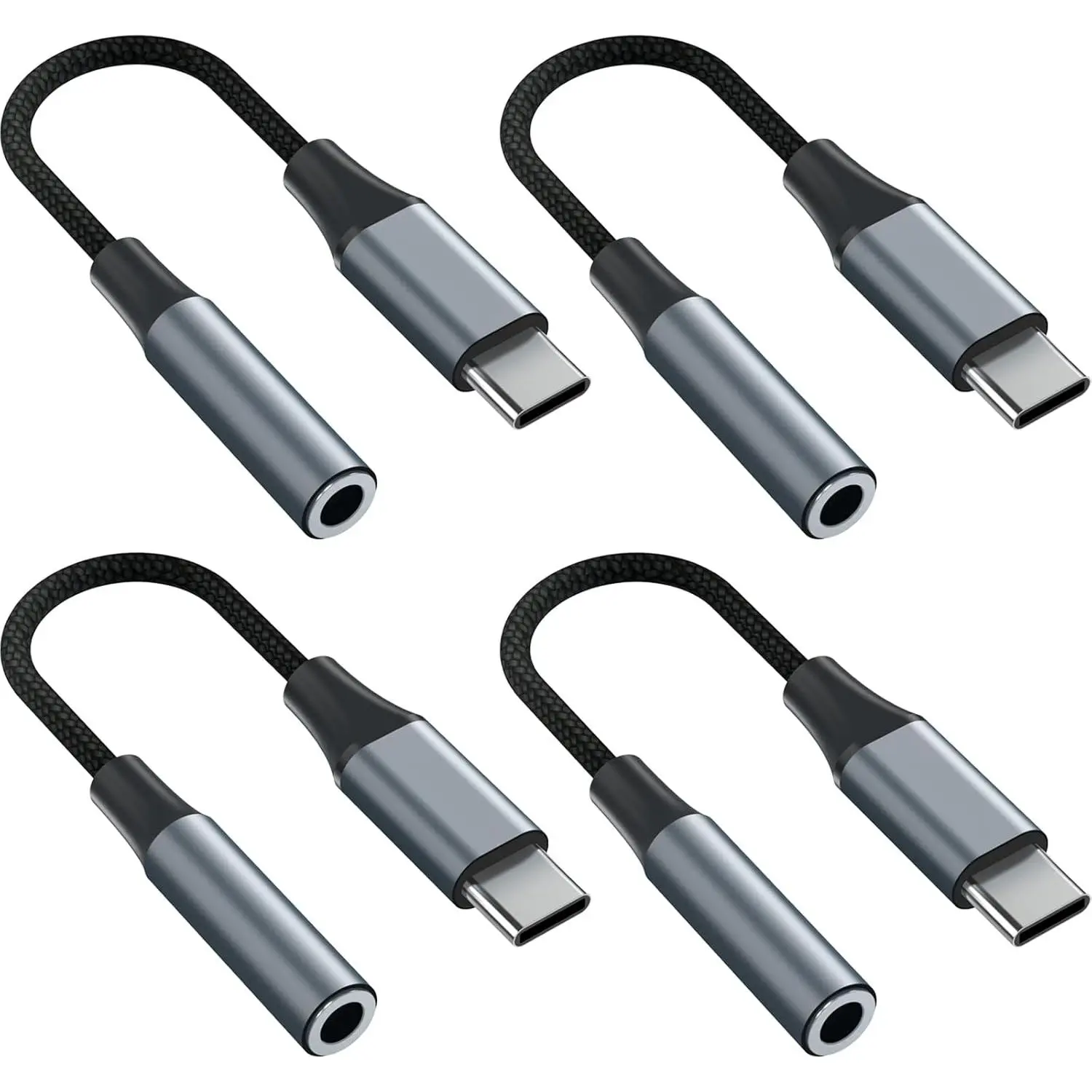 4 count USB C to 3.5mm Female Headphone Jack Adapter, Upgrade Metal Case, Compatible with  S20+/S21 Ultra, iPhone15 16 17, and  USB C Audio Devices