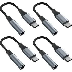4 count USB C to 3.5mm Female Headphone Jack Adapter, Upgrade Metal Case, Compatible with  S20+/S21 Ultra, iPhone15 16 17, and  USB C Audio Devices