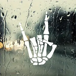 1PC "Skeleton Rock Hand Cool Black Sticker Dark Element Design Suitable for Car Tailgates, Skateboard Decks, Guitar Bodies Creates Cool Vibe Lights Up Vehicle Appearance Fits Various Trendy Tools Cool Decoration Preferred Vehicle Exterior Decoration"