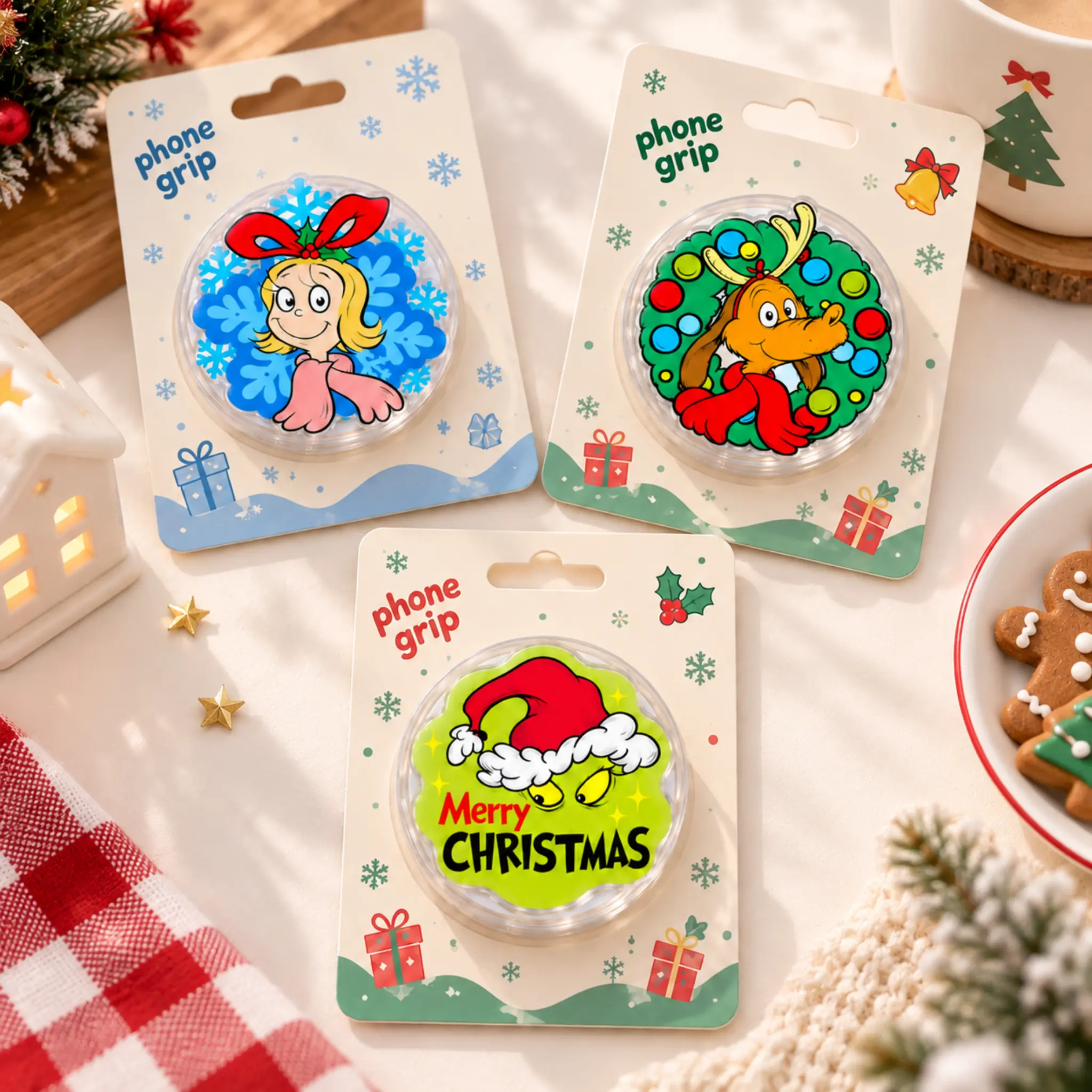 Christmas MagSafe Phone Grip, Cute Funny Holiday Cartoon Acrylic Phone Holder, Festive Winter Character Phone Grip, Christmas Gift for Women and Friends