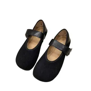 2025 Korean Style Soft Sole Square Toe Shallow Mouth Buckle Leopard Print Women's Single Shoes Fairy Style Mary Jane Flat Loafers