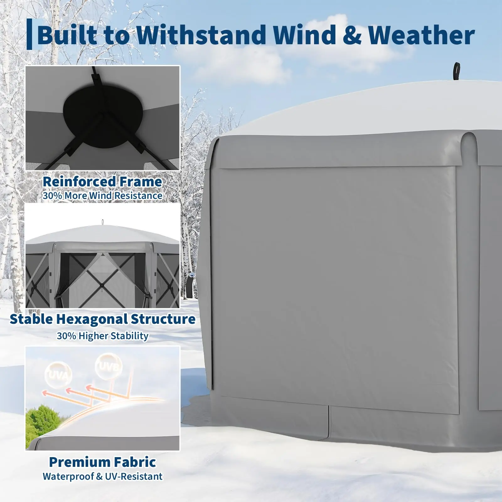 Garvee Easy Setup 13x13FT 6-Sided Pop-Up Gazebo Canopy Tent - Spacious Outdoor Shelter with Mosquito Netting, Removable Wind Cloths, Wind & Rain Resistant, Ideal for Camping, Backyard, Parties, Events, Beige & Khaki