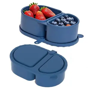 Silicone lunch box microwave heating food container set with compartments, fresh-keeping box, food-grade bento box