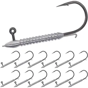 Hover  Jig Heads 12-Pack -2X  Weighted Swimbait Hooks for Bass Fishing- Freshwater Sizes #1 1/32oz to 3/0 1/8oz