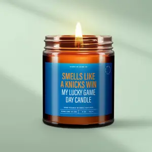Smells Like a Knic Win Candle Gift For NY Basketball Fan - Lucky Game Day Soy Candle Funny Sports Candle Gift For Men,  , Gift For Husband, Soy Wax Candle, Gift For Dad, Game Day Gifts for Him