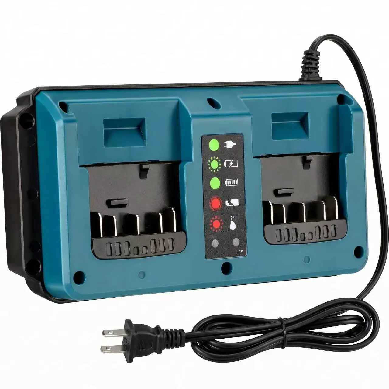 Beytvyow Bs Ch07 Compact 2-Port Fast Charger for Bosch 14.4-18V Li-ion Power Tool Batteries, 1.5A (0.75A Per Port), 100-240V, 18-20V DC 1.5A Output, Outdoor Use, Father's Day Gift, 1.5 A (0.75 A Per Port)