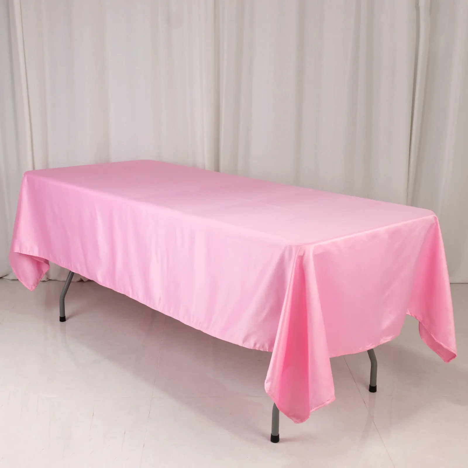 Lamour Satin Rectangular Tablecloth, 60"x102" Pink Satin Fabric Table Cover - Wrinkle-Free, Machine Washable for Birthday Celebrations