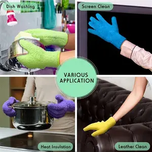 Coral Velvet Cleaning Gloves Household Washing Dustproof Water Absorbent Gloves For Car Home Kitchen Daily Cleaning Supplies