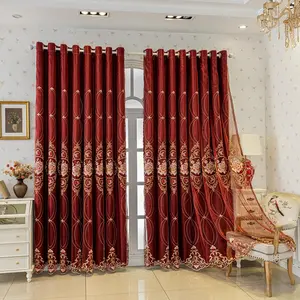 2pc Embroidered Curtains Set, Double Layer Fabric Window Curtain Suitable for Bedroom & Living Room, Easy Installation Design, Home Decoration Curtain, Interior Decoration Accessories