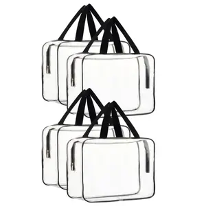 A Set of 4/2 Pcs Large Clear Makeup Cosmetic Organizer Bag,Plastic Tote Bags,Waterproof Transparent Handbag Purse,Halloween Christmas Party Gifts,Tools & Hardware