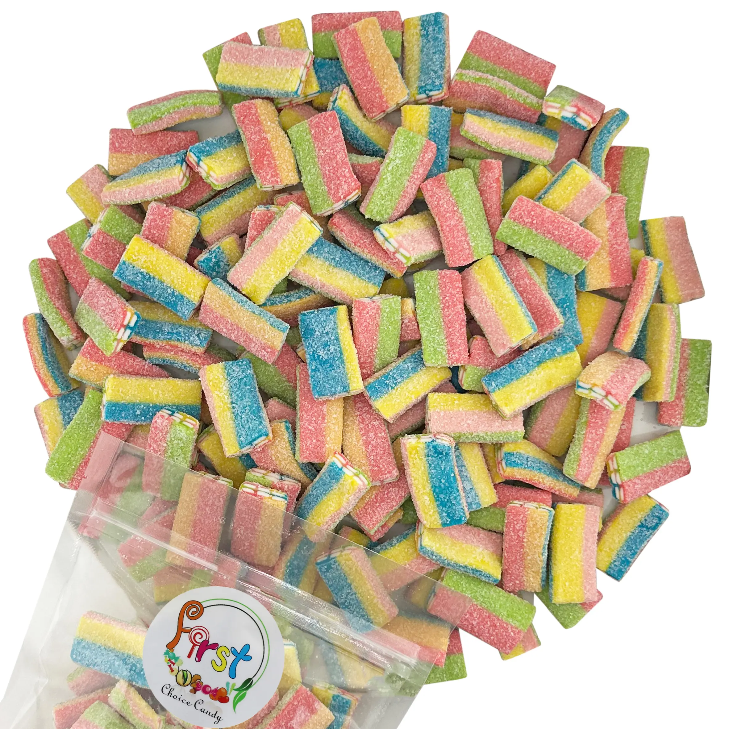SOUR RAINBOW BRICKS BITE SIZE GUMMY CANDY 2 LB BAG