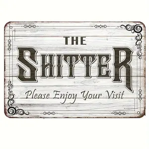 8X12 Inch Rustic Iron Sign - Funny Farmhouse Bathroom Decoration - Vintage Look Art for Home Toilet Wall - Humorous Eid Al-Adha Mubarak Gift - Durable Metal Construction