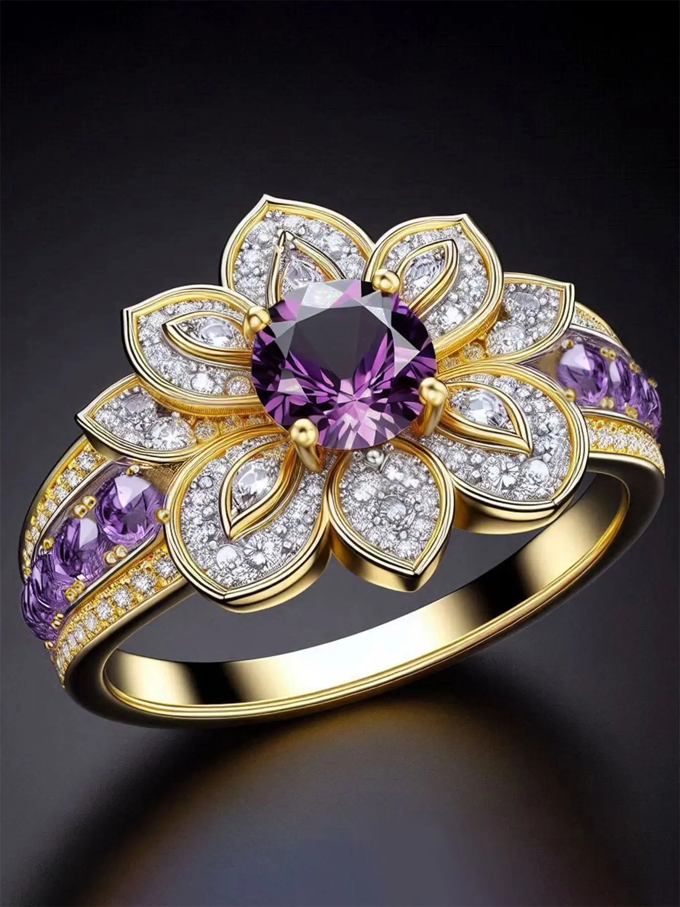 1 PC Luxury Cubic Zirconia Ring Cluster Rings Beautiful Rings For Women For Wedding Engagement Anniversary Party Jewelry Valentine's Day Gift Cluster Stone Engagement Ring