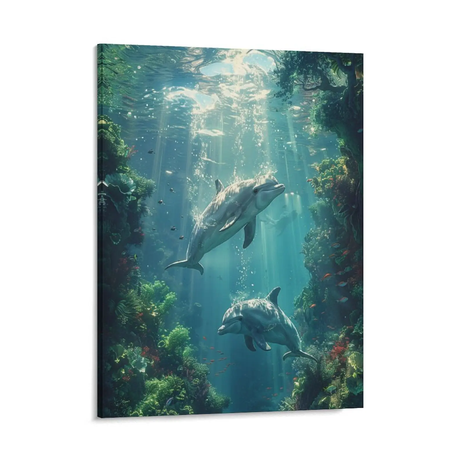 Cute Dolphin Print Posters Wall Art Prints Nature Ocean Wild Animal Coralline Canvas Posters Home Wall Art Family Bedroom Office Decor Aesthetic Festival Gift