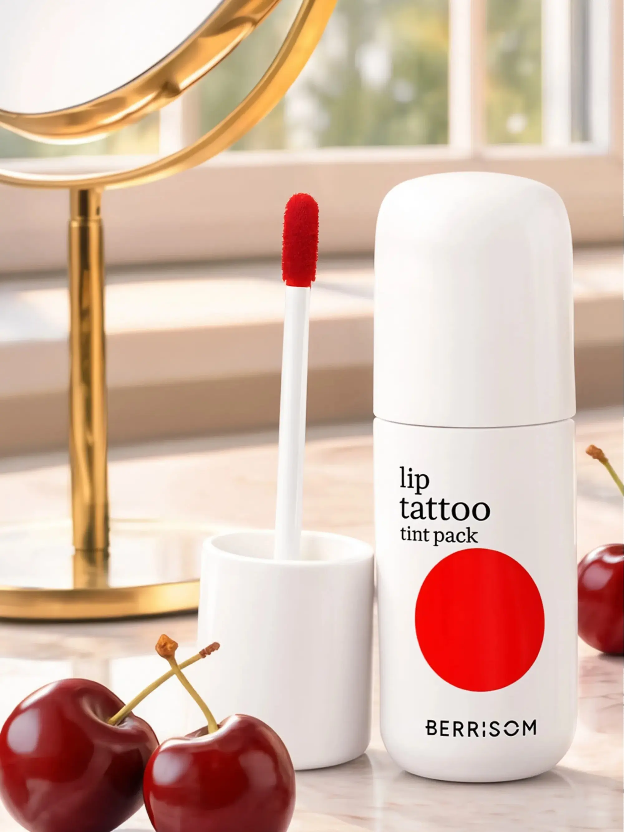 Berrisom Lip Tattoo Tint, Long-Lasting Peel-Off Cosmetic Stain with Hyaluronic Acid, Waterproof Gloss for Sensitive Skin, 01 Red Core, Lip Care, Makeup