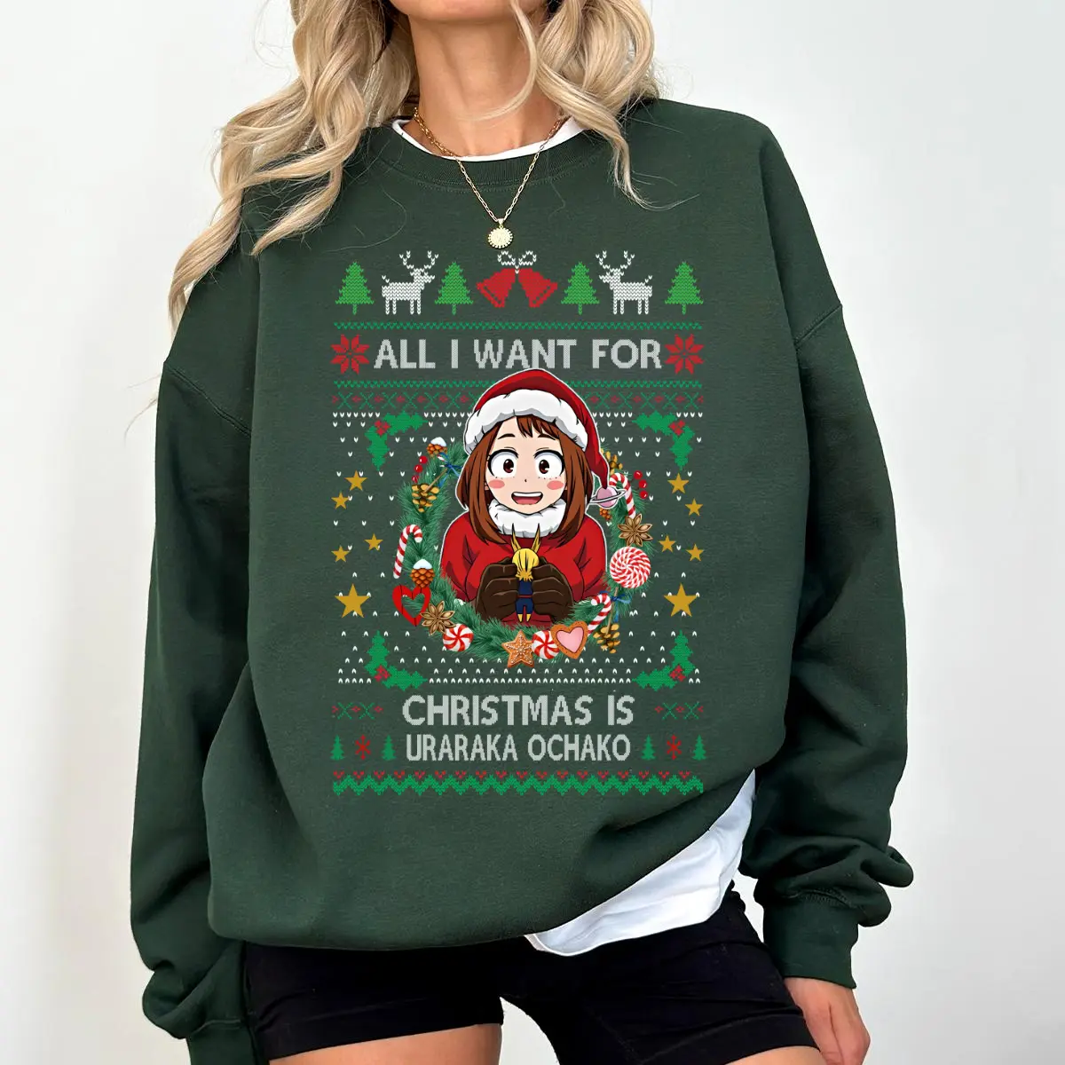 Urarakaa 0chako Christmas SweatShirt, My Heroes Academiaa SweatShirt, MHA Christmas Tee, Gift For Fan, For Men, For Women, Streetwear