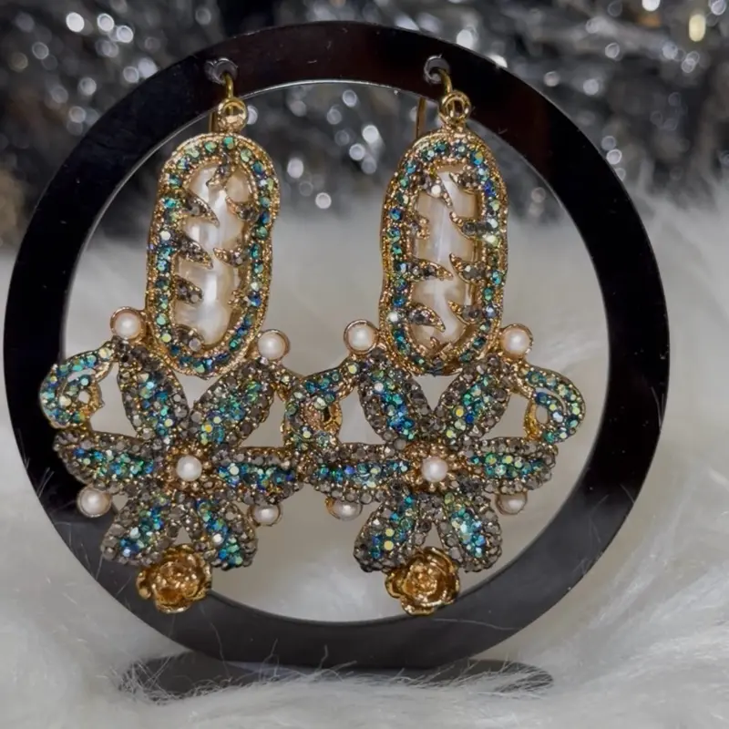 Turkish Mop Earring || Pakistani Earrings || Indian Earring Standard Design with Elegant Beading and Pearl Accents