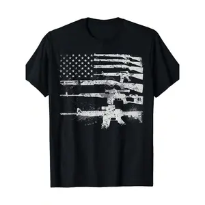 Gun Shirts For Men Women, Machine Guns USA Flag 2A Gifts - 180g