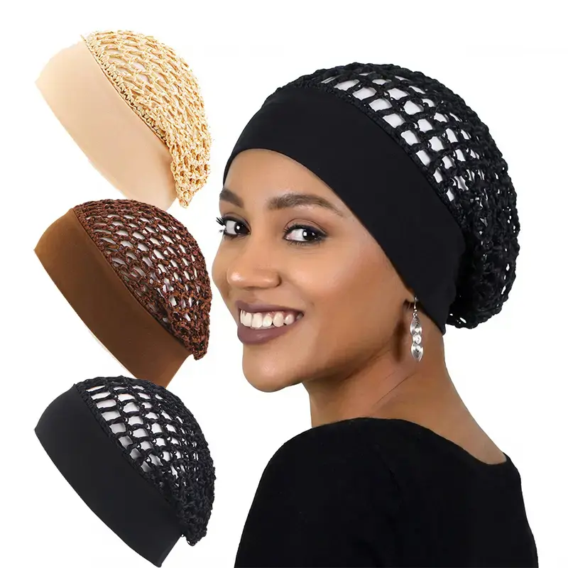 Humwam 3-Piece Stretchy Wide-Edge Sleeping Cap Set, Soft Protection Bonnet for Nighttime Hair Care & Beauty (Shower Cap for Home Bathroom Use)