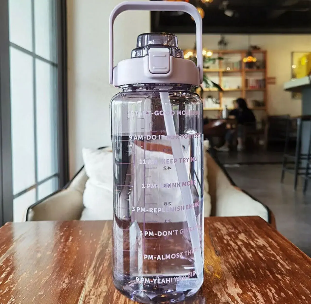 2L Sports Water Bottle Time Marker with Straw Large Gym Travel Drinking Bottle Large Capacity Water Bottle With Time Marker, 64oz Transparent Sports Water Cup With Straw Handle For Gym Fitness And Outdoor Sports