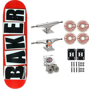 Baker Skateboard Red/Black OG Shape 8.475" Independent Spitfire Premium Kit