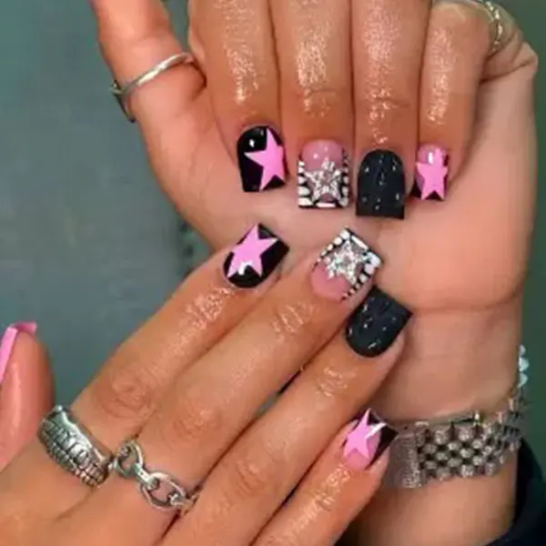 Handmade ABS artificial nails; high-quality reusable press-on nails; sweet Asian design; full cover long nail art