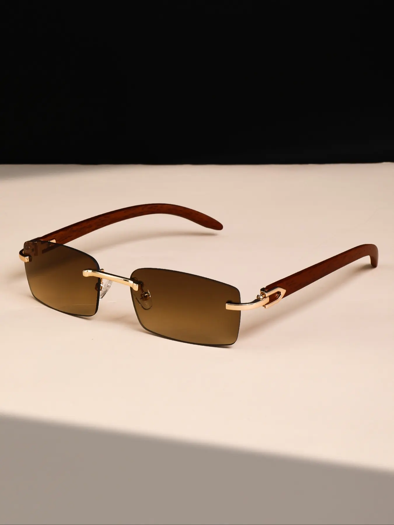 Fashion Vintage Rectangular Glasses, High-Quality Unisex Frameless Ocean Lenses, Simple Versatile Daily Casual Wear Decorative Eyewear, Casual Stylish Glasses