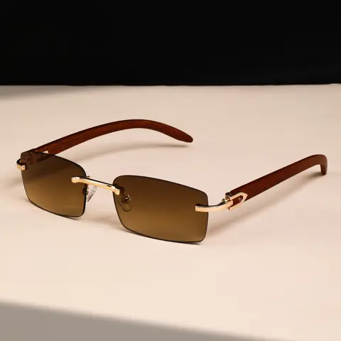 Fashion Vintage Rectangular Glasses, High-Quality Unisex Frameless Ocean Lenses, Simple Versatile Daily Casual Wear Decorative Eyewear, Casual Stylish Glasses
