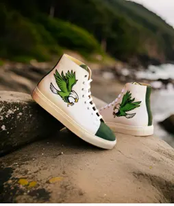 High Americana Eagle Sneakers – Stylish High-Top Shoes with Bold Green Eagle Graphic, Premium Comfort, Durable Sole, Unisex Casual Streetwear