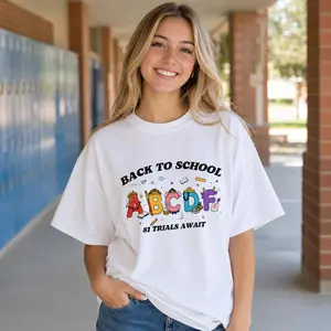 Back To School ABCDF Shirt, 81 Trials Await Funny Student Tee, School Humor Graphic T-Shirt