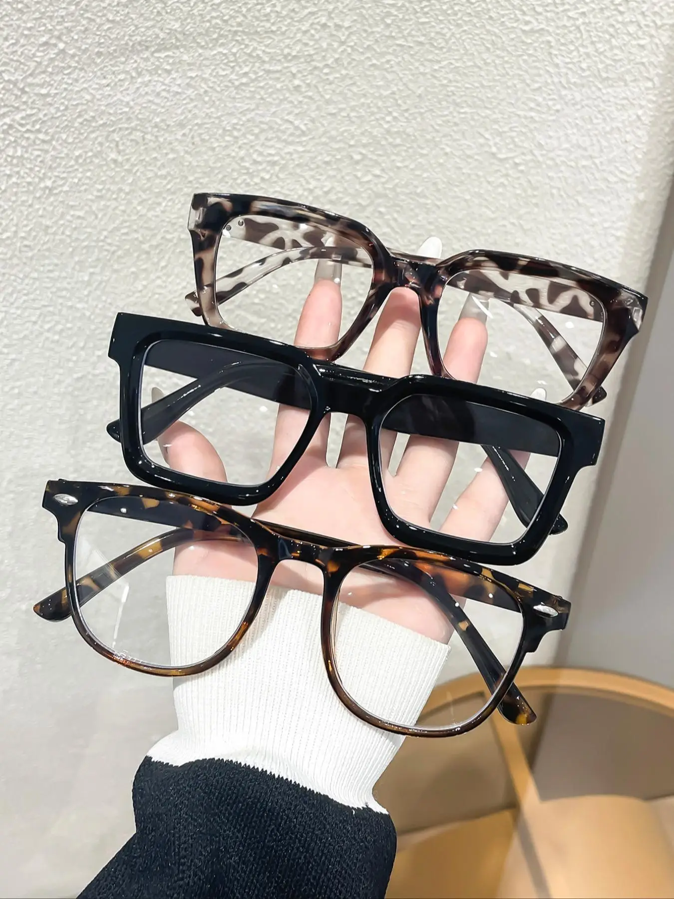 New Trend Plain Color Square & Oval Frame Eyeglasses, Fashion Eyeglasses for Women & Men, Fashion Eyeglasses for Work, Daily Clothing Decor, Perfect f