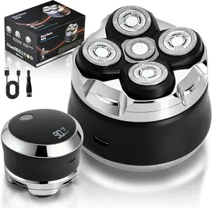 5D Magnetic Head Shaver for Bald Men, Electric Bald Head Razor, Rechargeable Wet & Dry Mens Head Shaver, Floating Rotary Head Design, Water-Resistant, Black