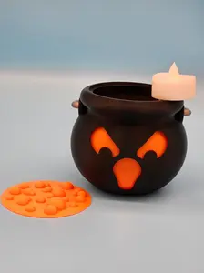 3D-Printed Halloween Cauldron Candle Holder candle