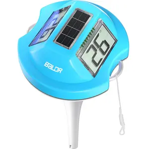 Floating Easy Read Solar Digital Pool Thermometer with Dual Large Screens, IPX7 Water Temperature Gauge for Inground Above Ground Pools & Spas (Blue)