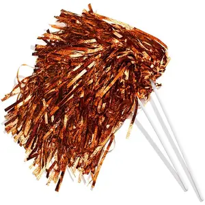 Metallic Foil Textured Spirit Shakers, Cheerleader Pom Poms For Football,Basketball, Homecoming Squad, Team, Party, Dance, Club, Performance, Fan. Pack of 10