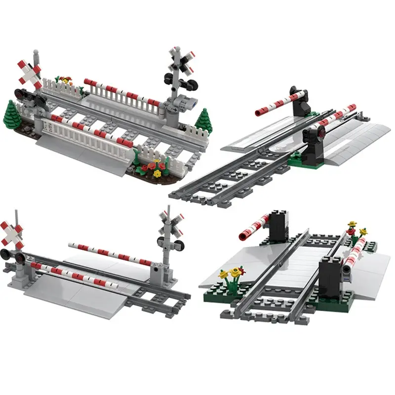 MOC Creative Expert City Theme Building Brick Set - Train Railing Crossing Railway Express Plastic Parts, Unisex Kids' DIY Toy with PDF Manual, All Seasons Children Development Gift, Construction
