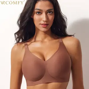 VRCOMFY Jelly Wireless Women Comfortable Push Up Bras Wireless Seamless Full Coverage Bra Buttery Soft Everyday Tshirt Bra
