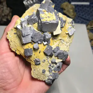 this mineral specimen of galena is from the tri-state mining area . some where in the 70s or 80s this area was active. this specimen came in a older mineral collection.