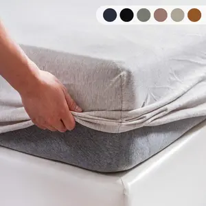 100% Cotton Jersey Knit Plain Fitted Bottom Sheet Only (No Flat Sheet or Shams) - Multi-Size, Deep Pocket (15-20 in), Ultra Soft, Comfy, Breathable, All-Around Elastic