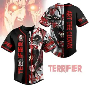 Terrifier Baseball Jersey Art the Clown Horror Movie Fan Shirt Retro Slasher Style Tee