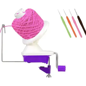 Yarn Ball Winder with 4 Crochet Hooks, Hand Operated Yarn Winder for Knitting & Crocheting, Portable & Easy to Use, Design for Crafters