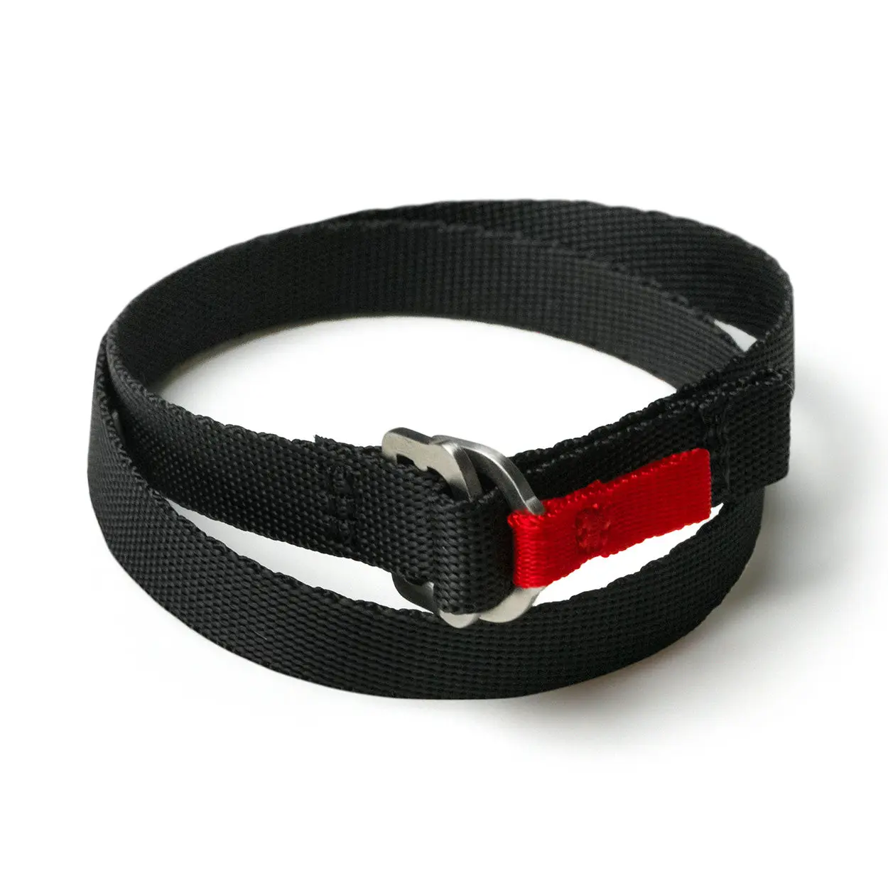 Motorcycle Helmet Strap Double Wrap Bracelet - Black Nylon & Stainless Steel - 16.93" Length - Comfortable Everyday Wear - Skin Friendly