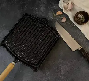 🍳 Griddle Enameled Square Plancha Bifera Cuadrada with Handle 🍽️