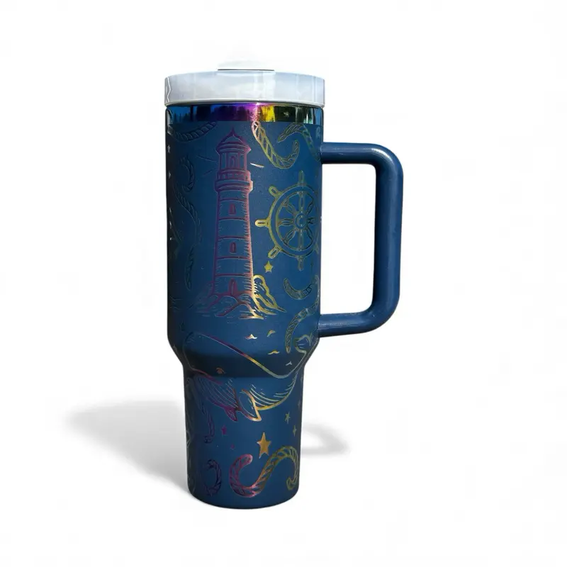 Nautical Themed Tumbler - Laser Engraved - Custom Design