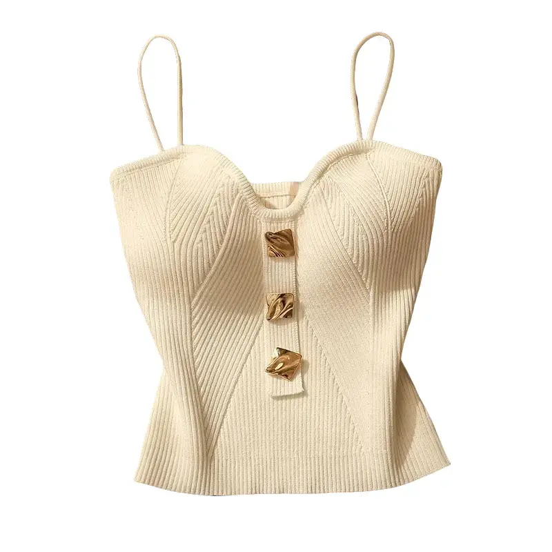 Women's 2025 Spring & Summer High-End Minimalist Lightweight Smooth Comfortable Spaghetti Strap Knitted Camisole - Sleeveless Casual Women's Clothes for Day Wear, Inner/Outer Use, Breathable, Camisole Top, Elastic Knit